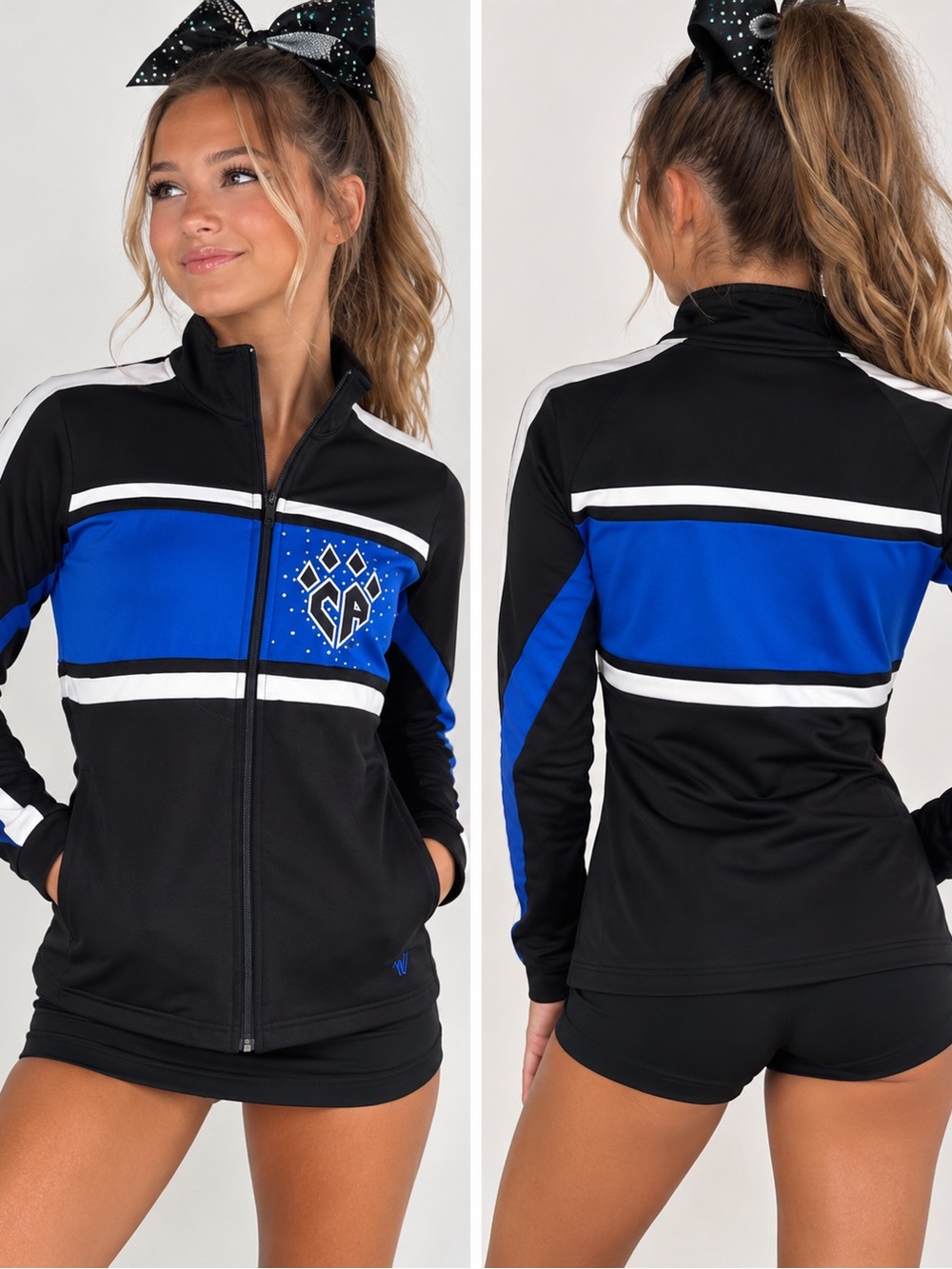 Varsity Cheer Athletics Black Warm up Zip-Up Varsity Jacket